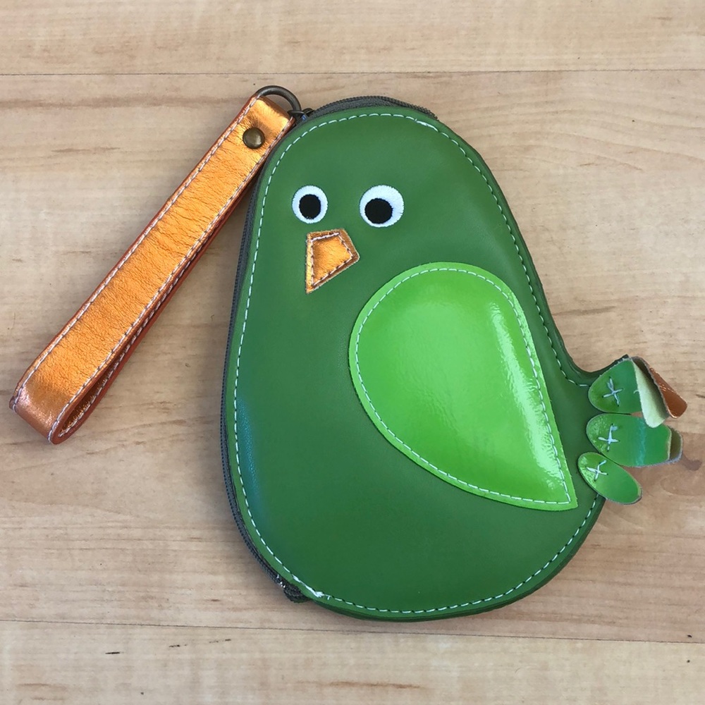Birds! Trans Version chirping bird wristlet green orange